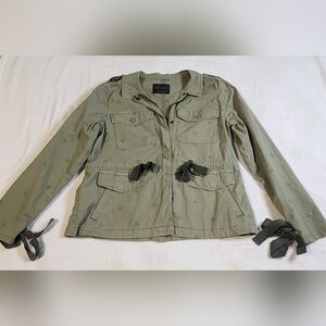 Sanctuary Anthropologie Eyelet Utility Jacket, Washed Cadet, Size Medium